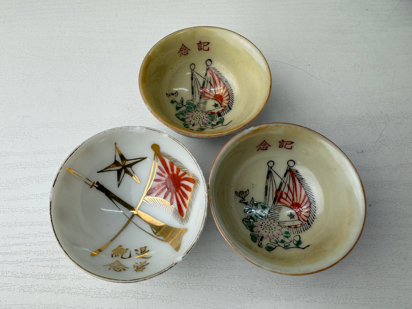 Y9074 Imperial Japan Army Sake cup sakazuki set of 10 Japanese WW2 vintage