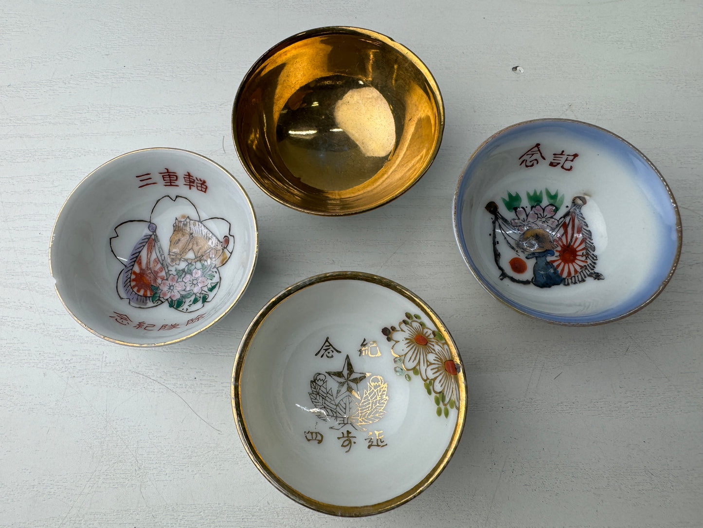 Y9074 Imperial Japan Army Sake cup sakazuki set of 10 Japanese WW2 vintage
