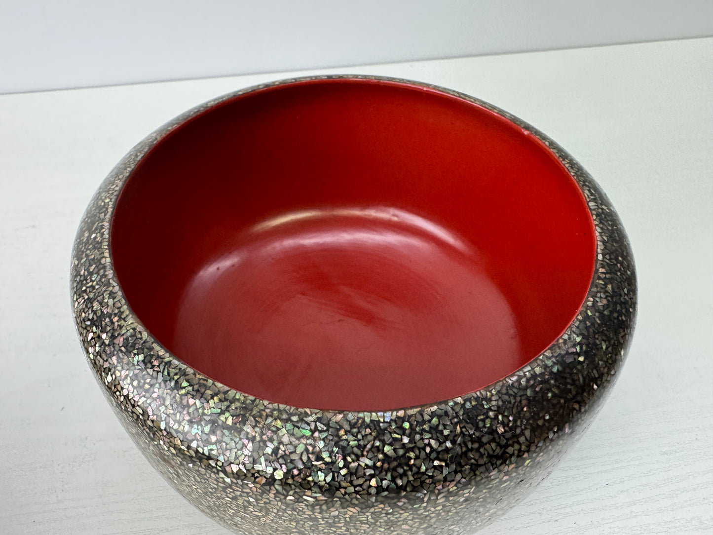 Y9092 CHAWAN Mother-of-pearl work lidded container Japan antique storage case