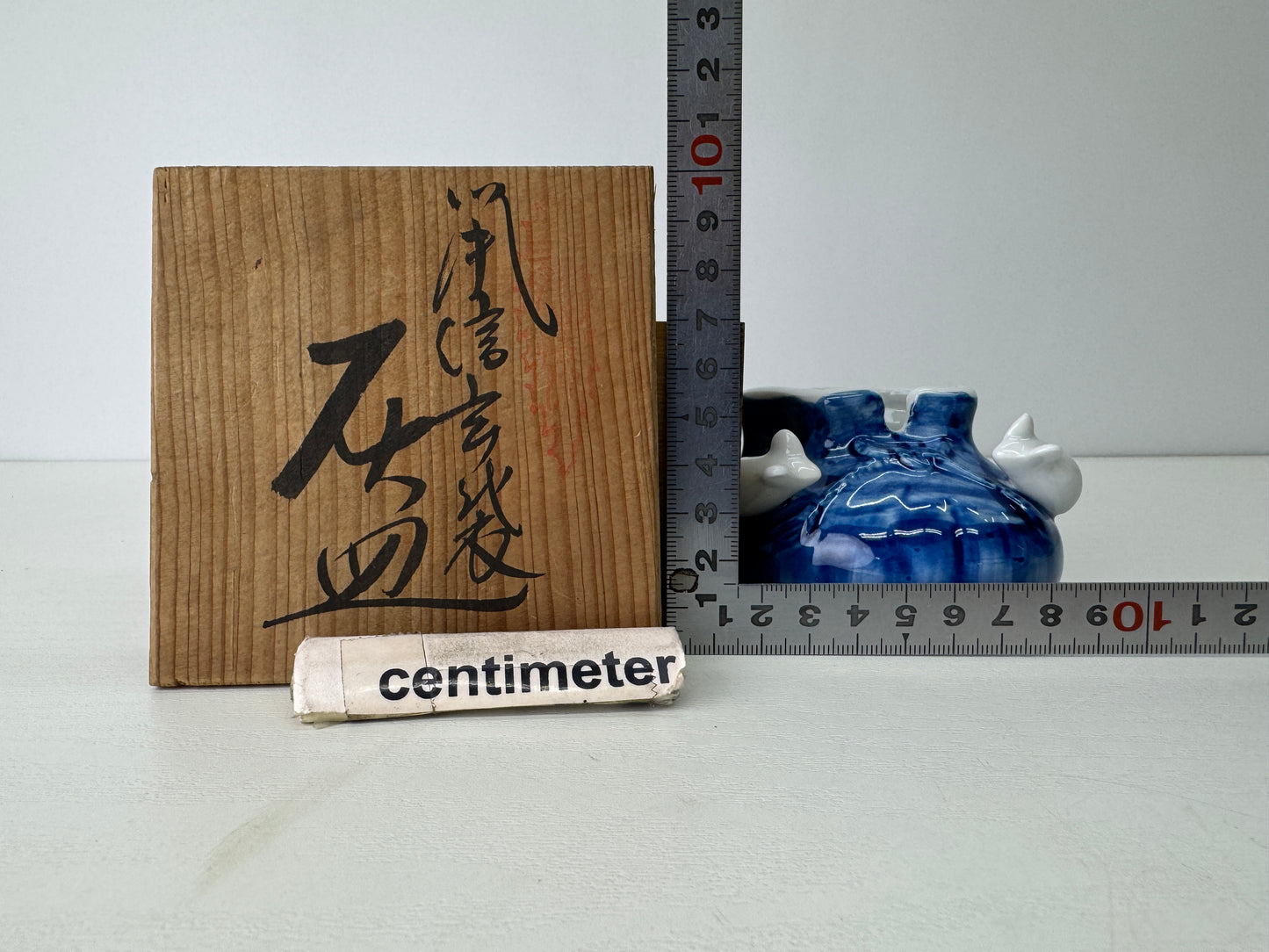 Y9113 ASHTRAY Setp-ware mouse Shingen bag signed box Japan antique cigarette