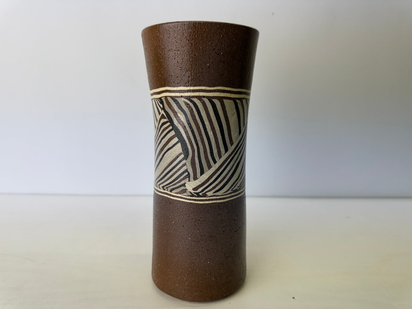 Y9118 FLOWER VASE Seto-ware kneaded signed box Japan ikebana floral arrangement