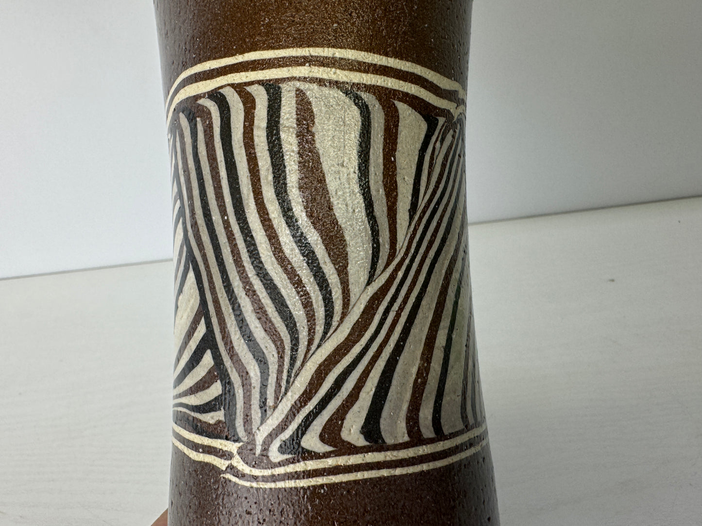Y9118 FLOWER VASE Seto-ware kneaded signed box Japan ikebana floral arrangement