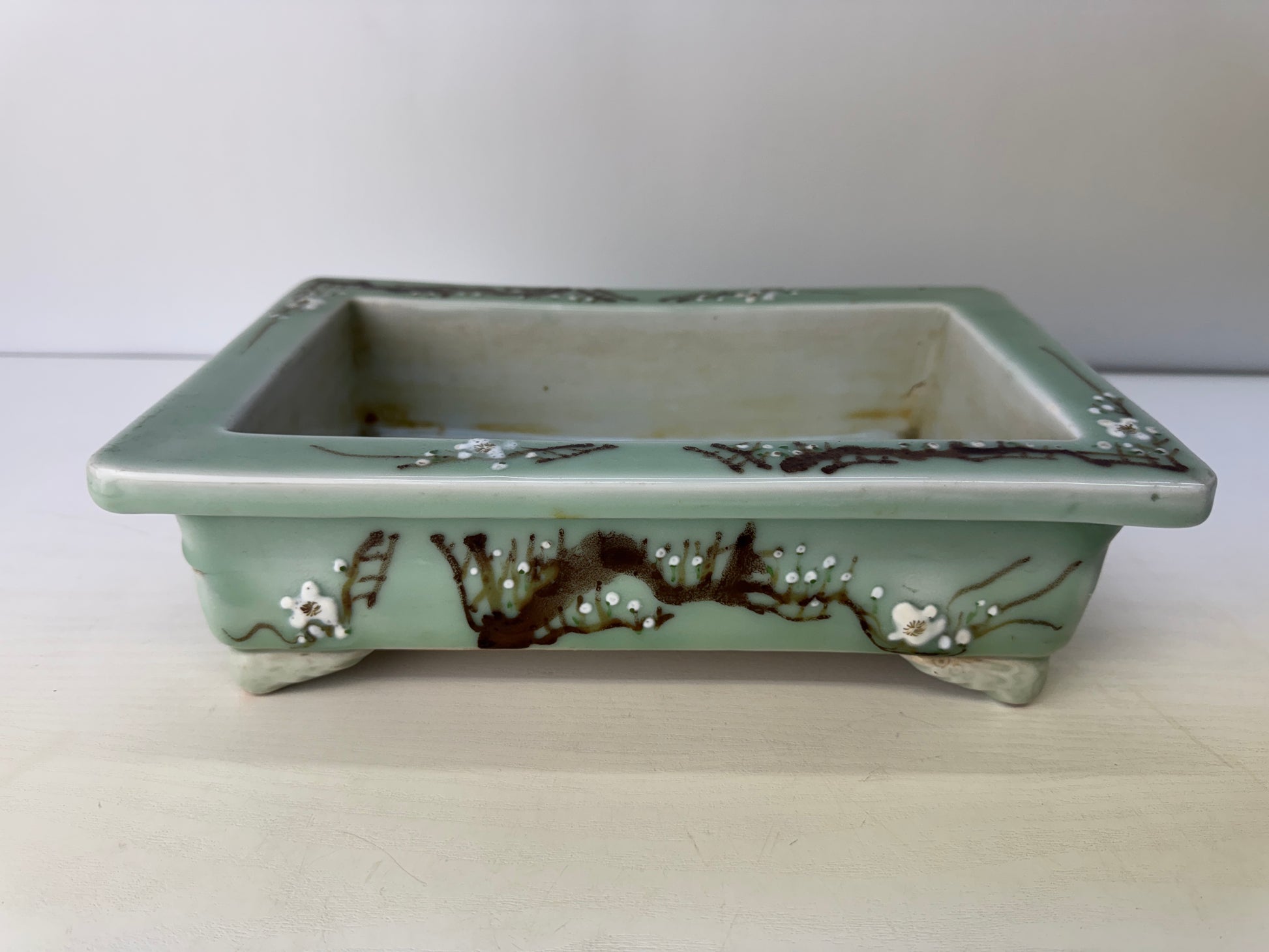 japan plant pot Y9122 BASIN Seto-ware water container flower pot Bonsai Japan ikebana – Hareitiba Japanese Antique