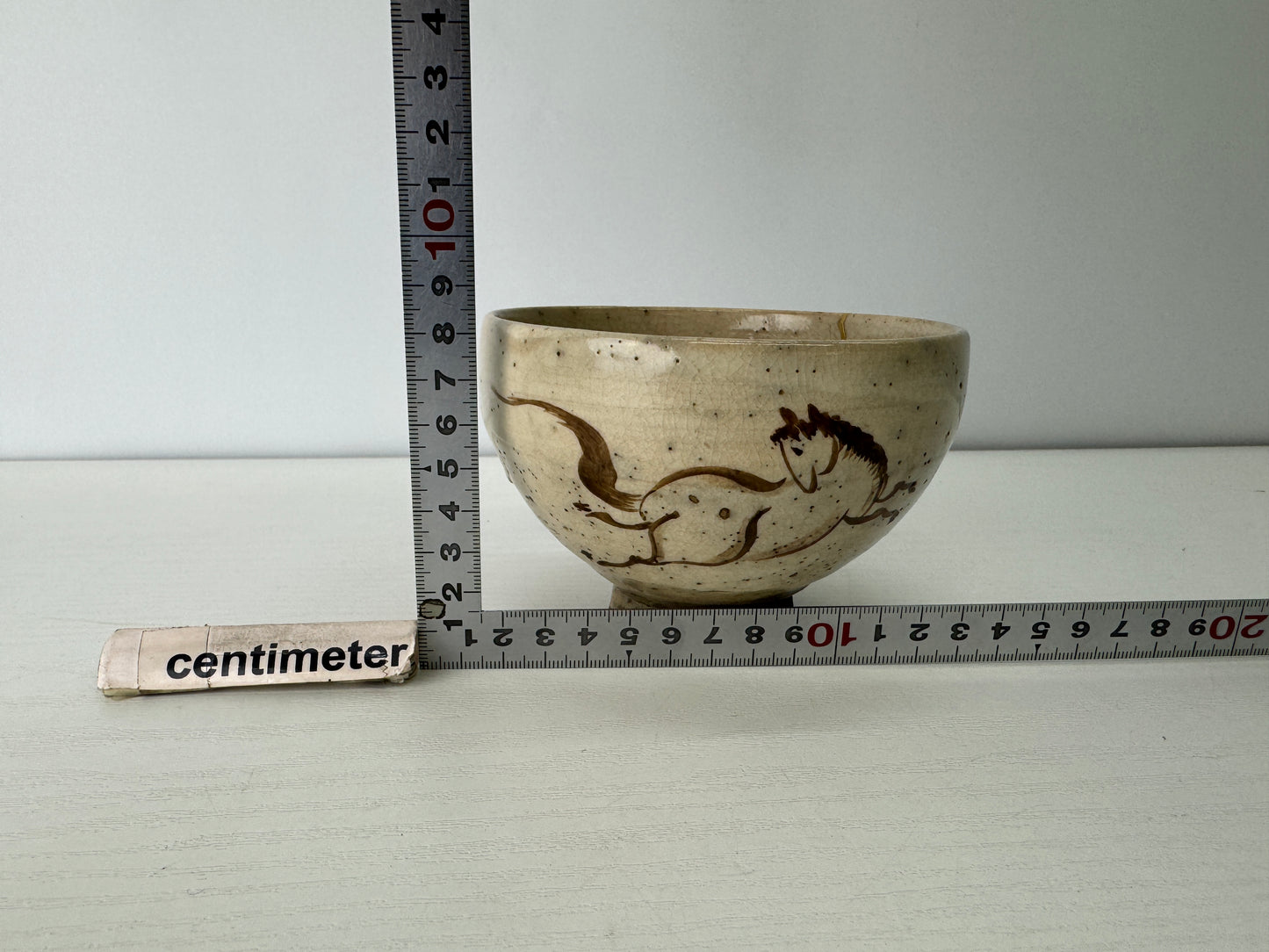 Y9130 CHAWAN Soma-ware kintsugi bowl Horse Japan antique tea ceremony pottery
