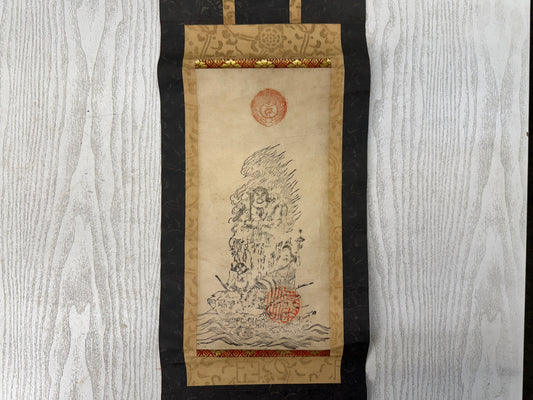 Y9143 KAKEJIKU Acala Fudo myoo BUddhist painting Japan antique hanging scroll