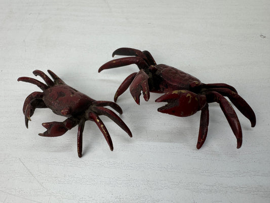 Y9150 OKIMONO metal Crab small figurine ornament Japan antique interior decor