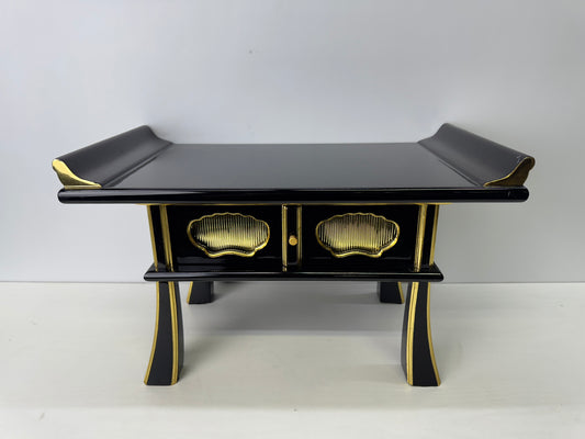 Y9186 Buddhist Altar Equipment Black lacquer sutra reading desk Japan antique