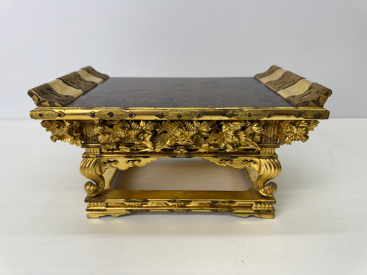 Y9187 Buddhist Altar Equipment Wakasa lacquer top sutra desk Japan antique
