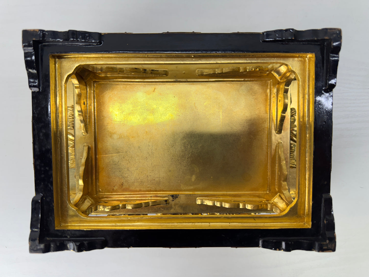 Y9187 Buddhist Altar Equipment Wakasa lacquer top sutra desk Japan antique