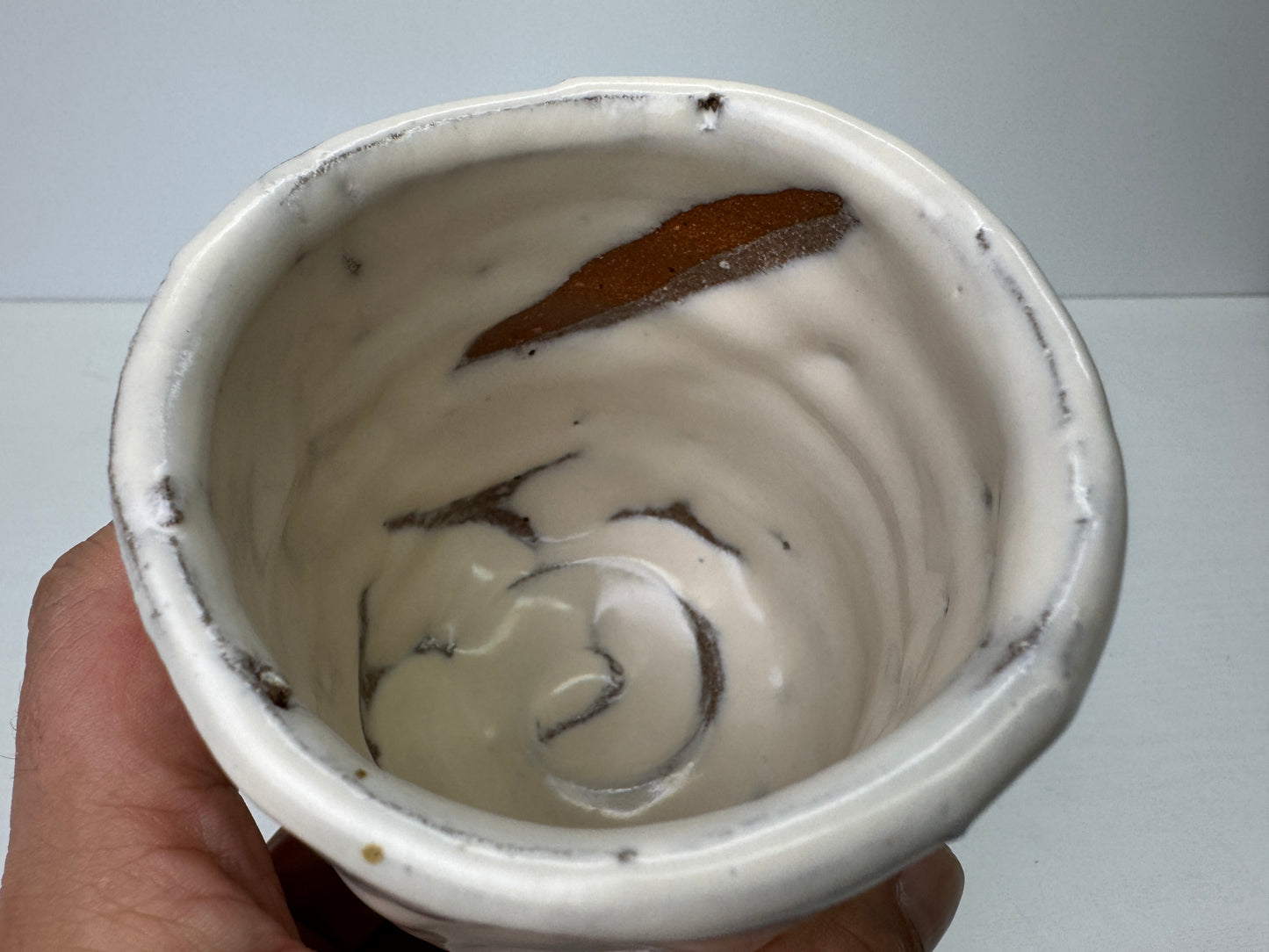 Y9191 YUNOMI Mino-ware iron painting teacup signed box Japan antique Sencha tea