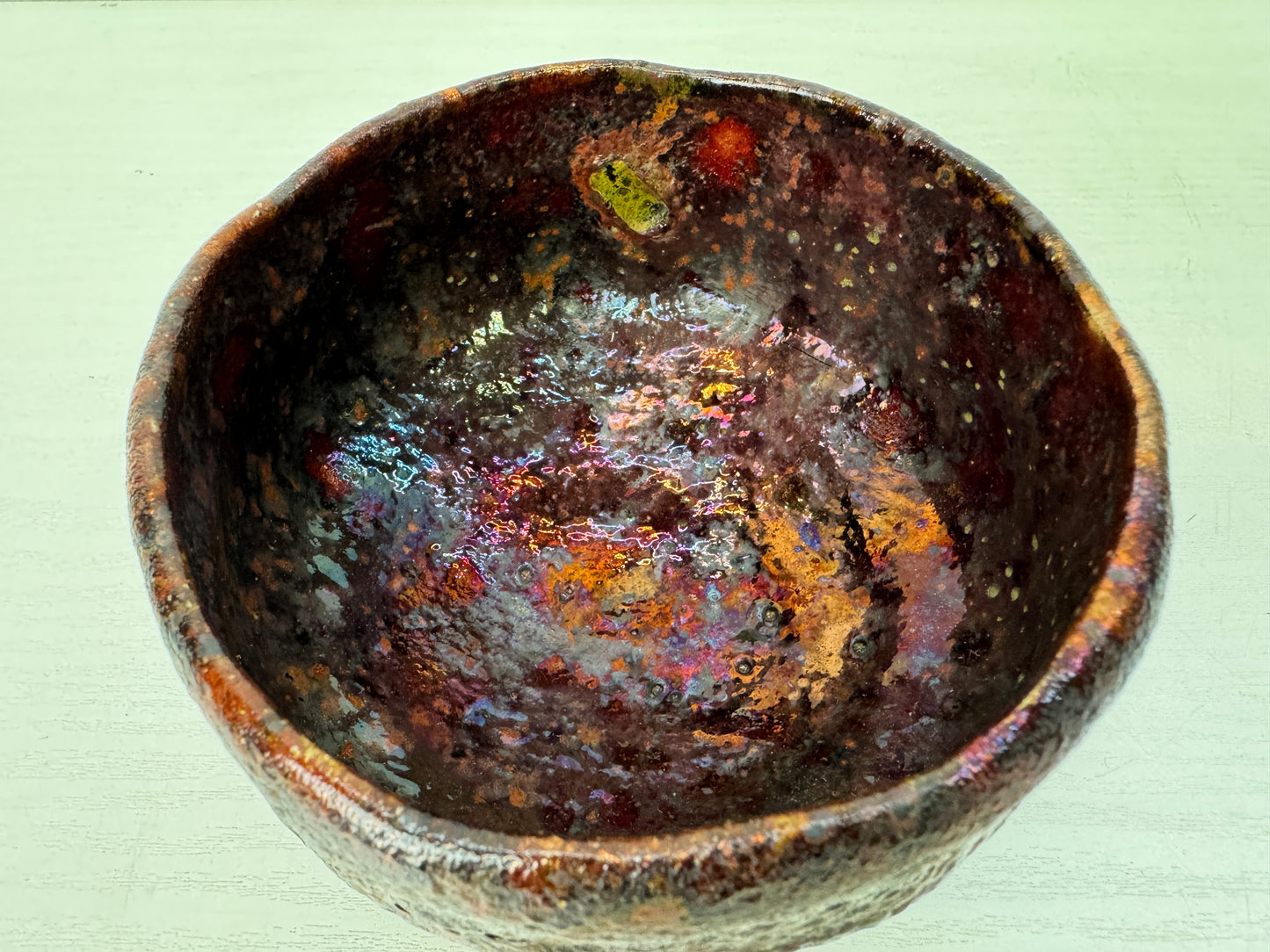Y9192 CHAWAN Raku-ware cup Tatsuta Nishiki signed box Japan antique tea ceremony