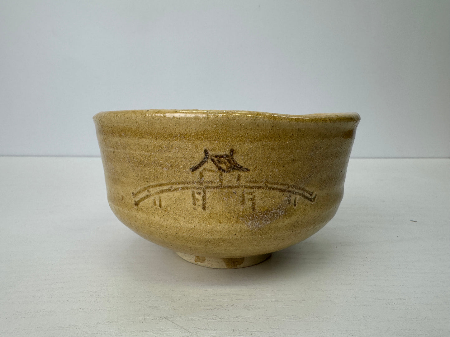 Y9194 CHAWAN Kiseto-ware bowl signed box Japan antique tea ceremony pottery cup