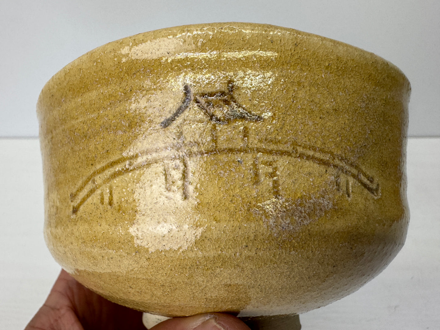 Y9194 CHAWAN Kiseto-ware bowl signed box Japan antique tea ceremony pottery cup