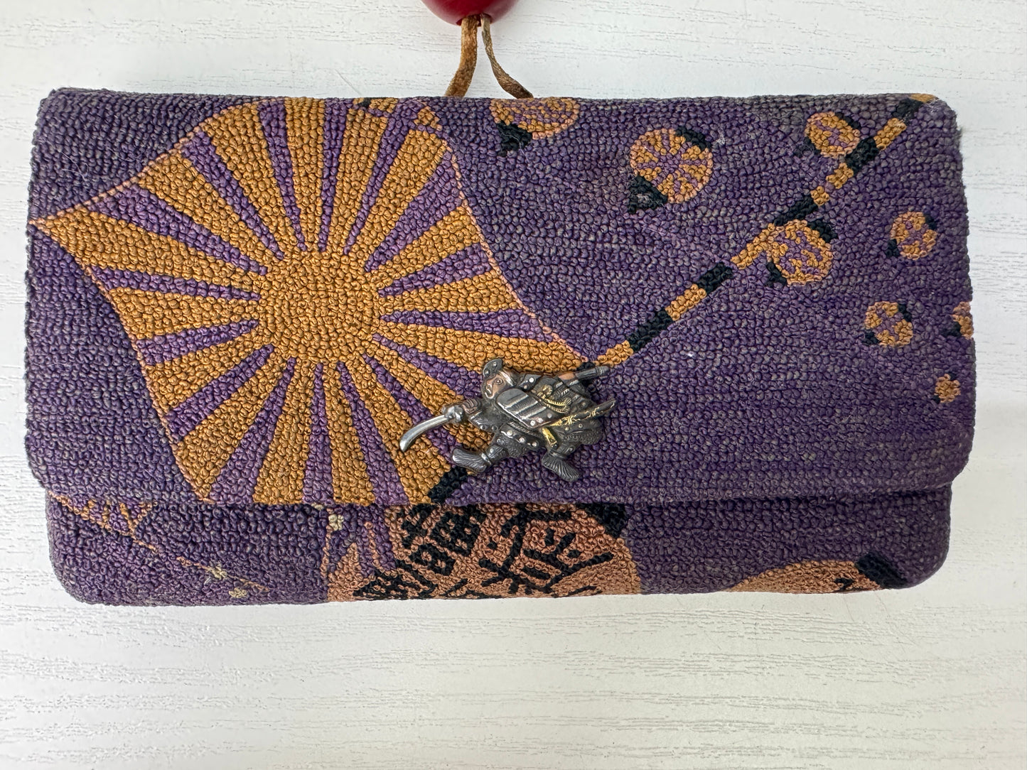 Y9208 SAGEMONO Japanese military embroidery Cigarette case holder Japan antique