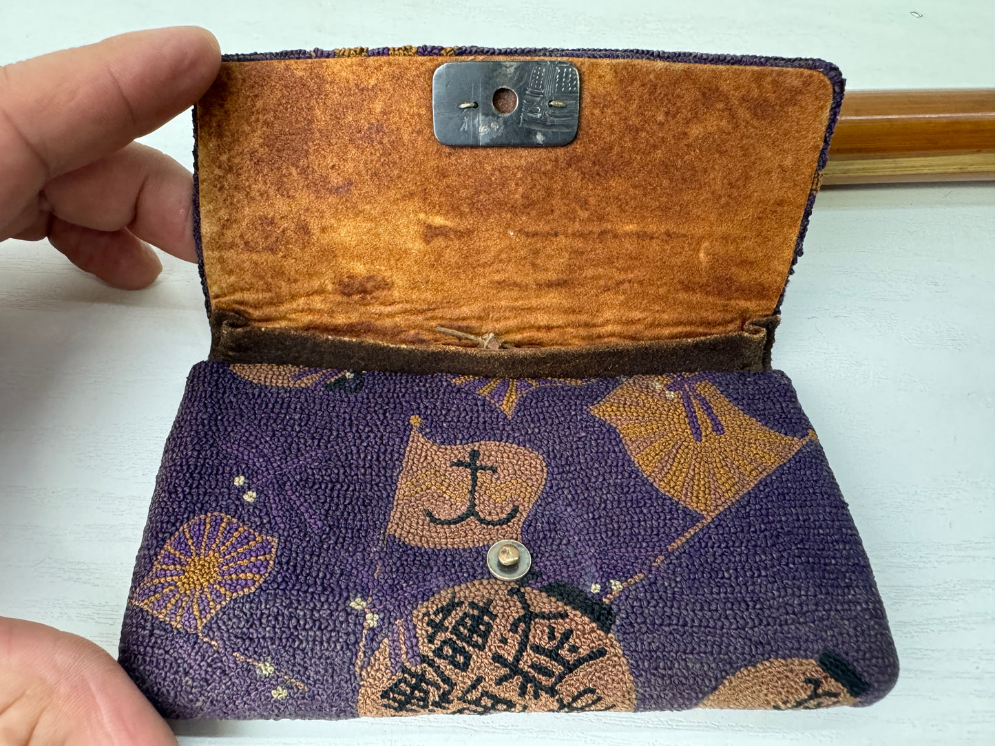 Y9208 SAGEMONO Japanese military embroidery Cigarette case holder Japan antique
