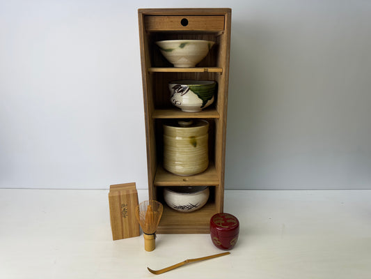 Y9214 CHAWAN Tea utensils Set box rectangular case Japan antique tea ceremony
