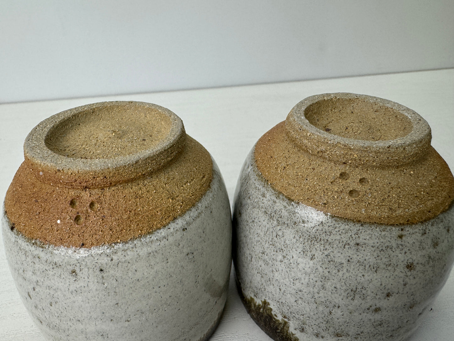 Y9215 YUNOMI Karatsu-ware teacup set of 2 signed box Japan antique Sencha tea
