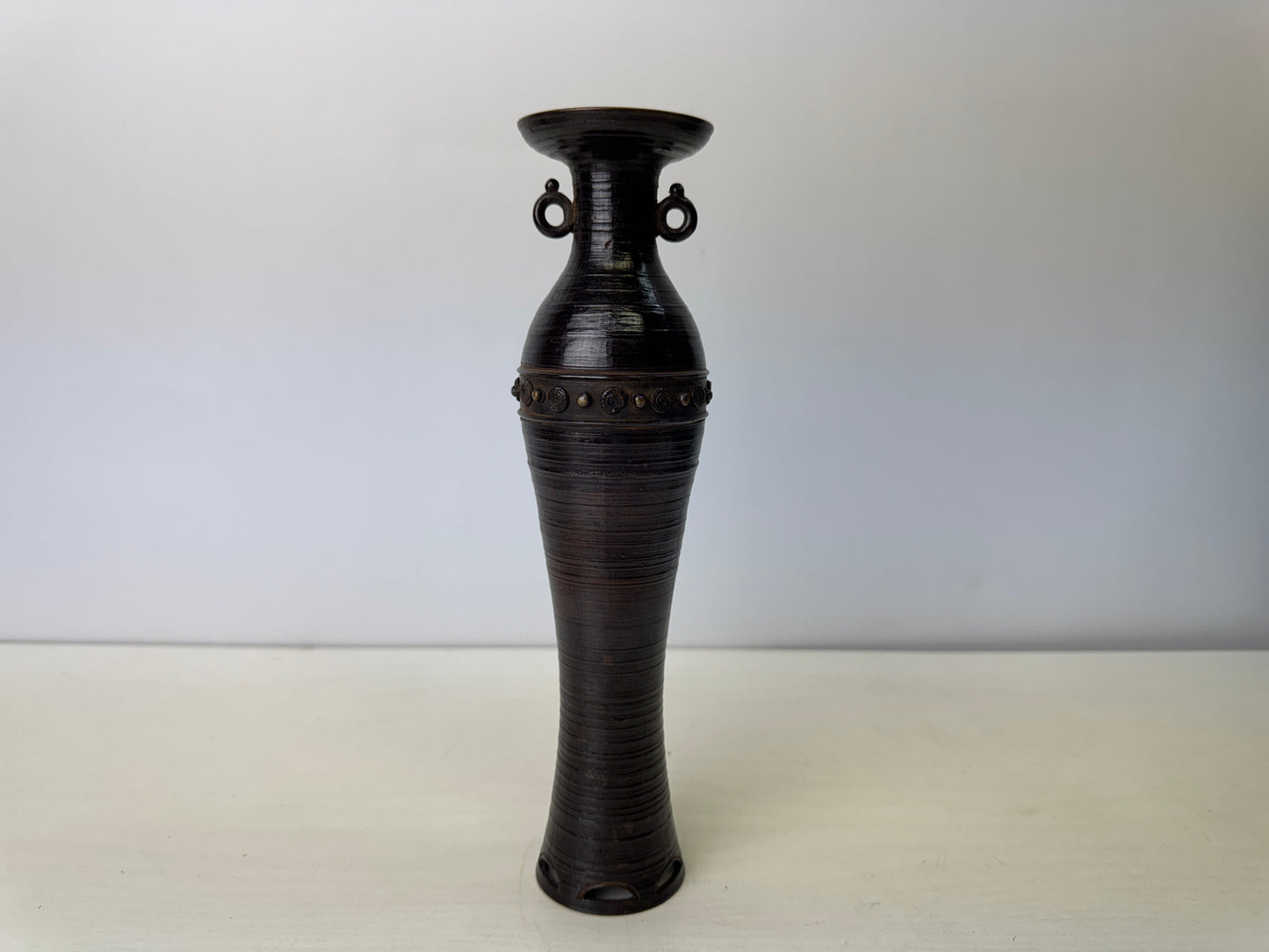 Y9220 FLOWER VASE Copper handle box Japan ikebana floral arrangement interior