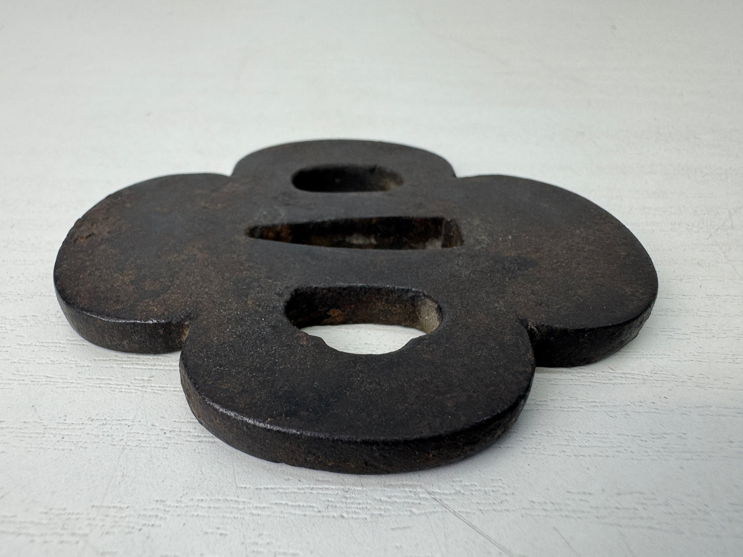 Y9221 TSUBA Iron sword guard Mokko-shaped Japan samurai katana antique koshirae