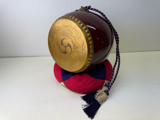 Y9231 TAIKO Drum musical instrument Dragon Makie Japan antique percussion