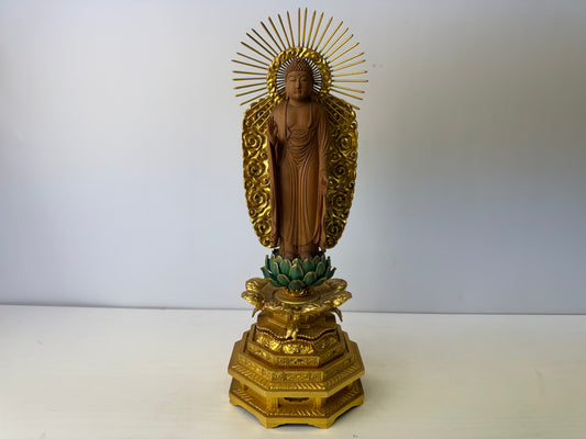 Y9237 STATUE Buddha figurine  plain wood Japan antique figure interior decor