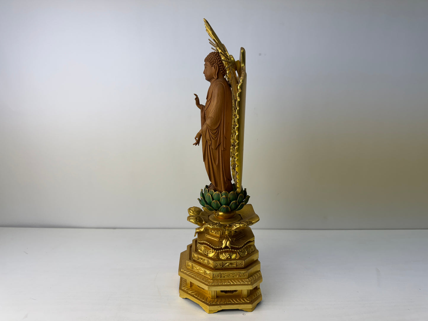 Y9237 STATUE Buddha figurine  plain wood Japan antique figure interior decor