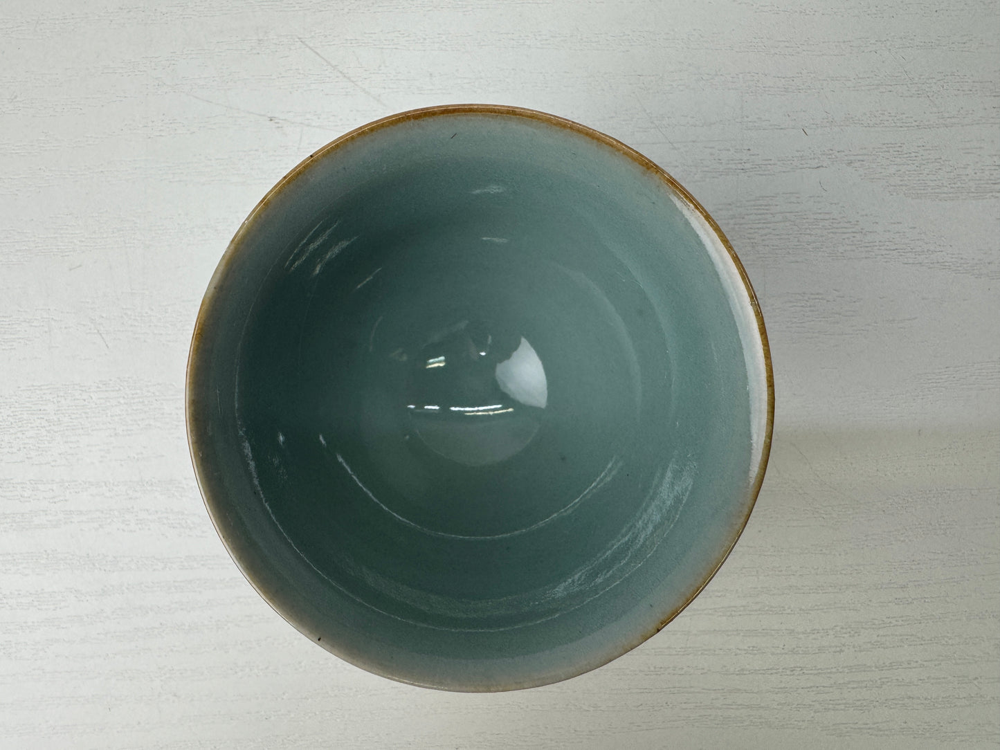 Y9251 CHAWAN Seto-ware Celadon Sake cup sakazuki signed box  Japan antique