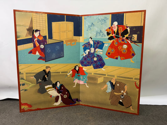 Y9256 BYOUBU Folding screen hand-painted Ukiyoe Japan antique interior decor