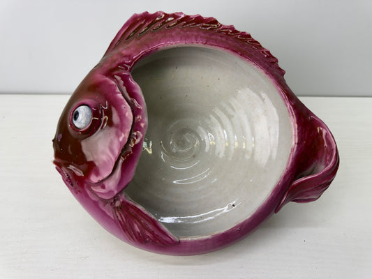 Y9260 DISH Banko-ware fish Sea bream shape plate Japan antique tableware kitchen