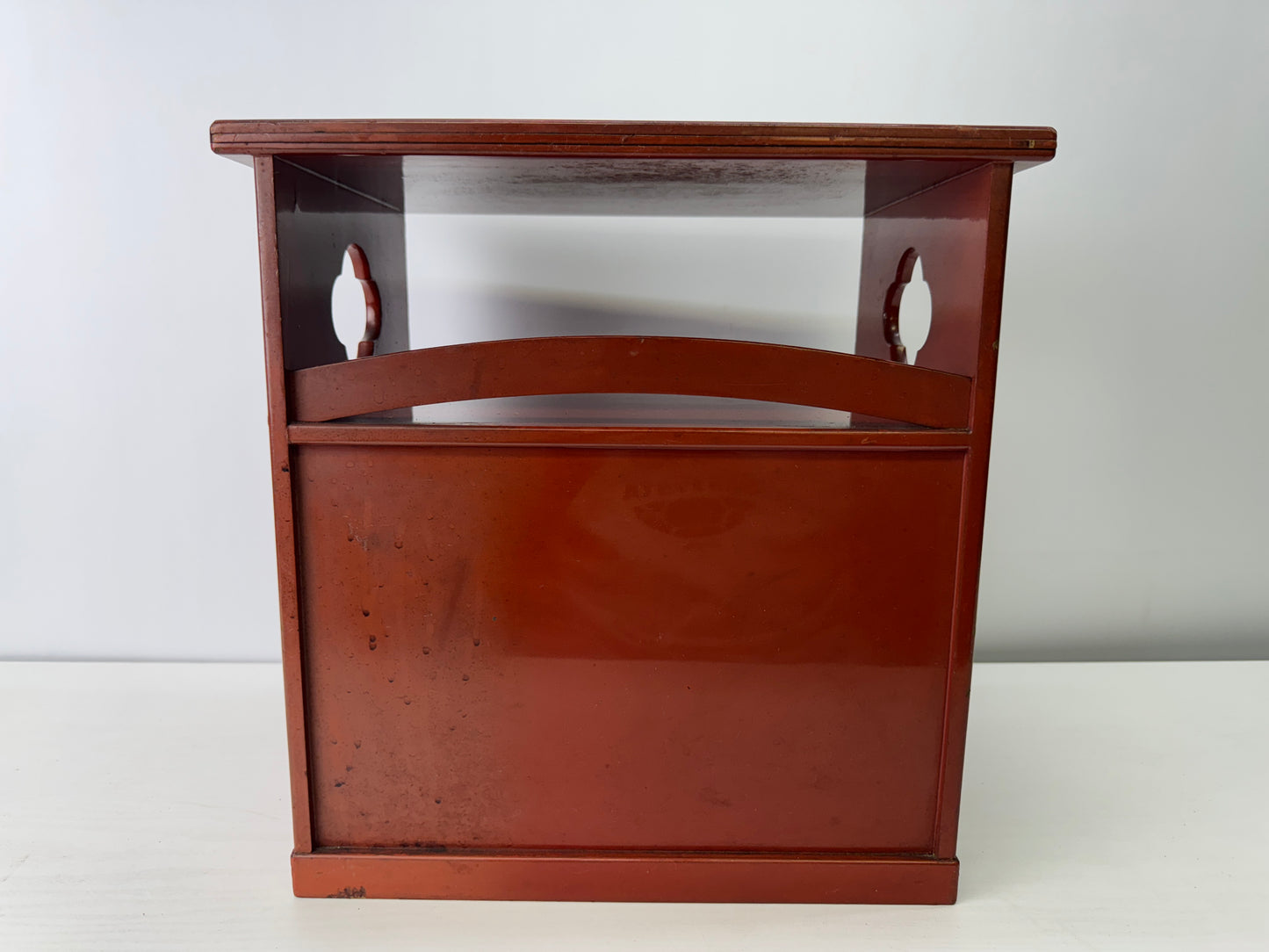 Y9266 TANSU Vermilion painted small chest of drawers Japan antique interior
