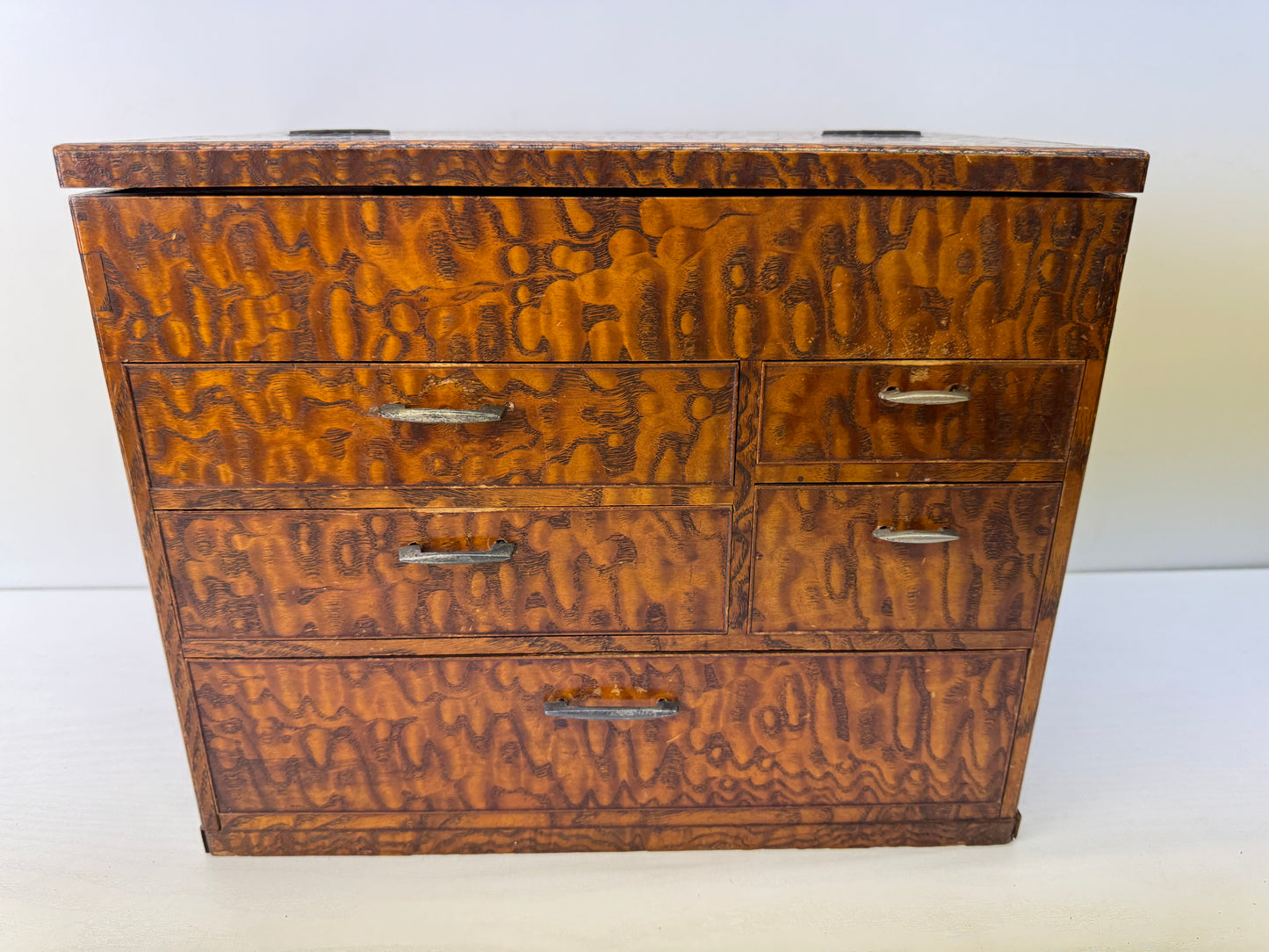 Y9267 TANSU Tamamoku wooden small chest of drawers sewing box Japan antique