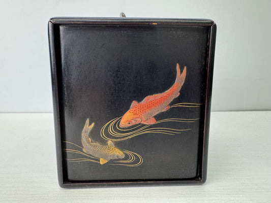 Y9271 TANSU Koi fish carp Makie small chest of drawers Japan antique interior