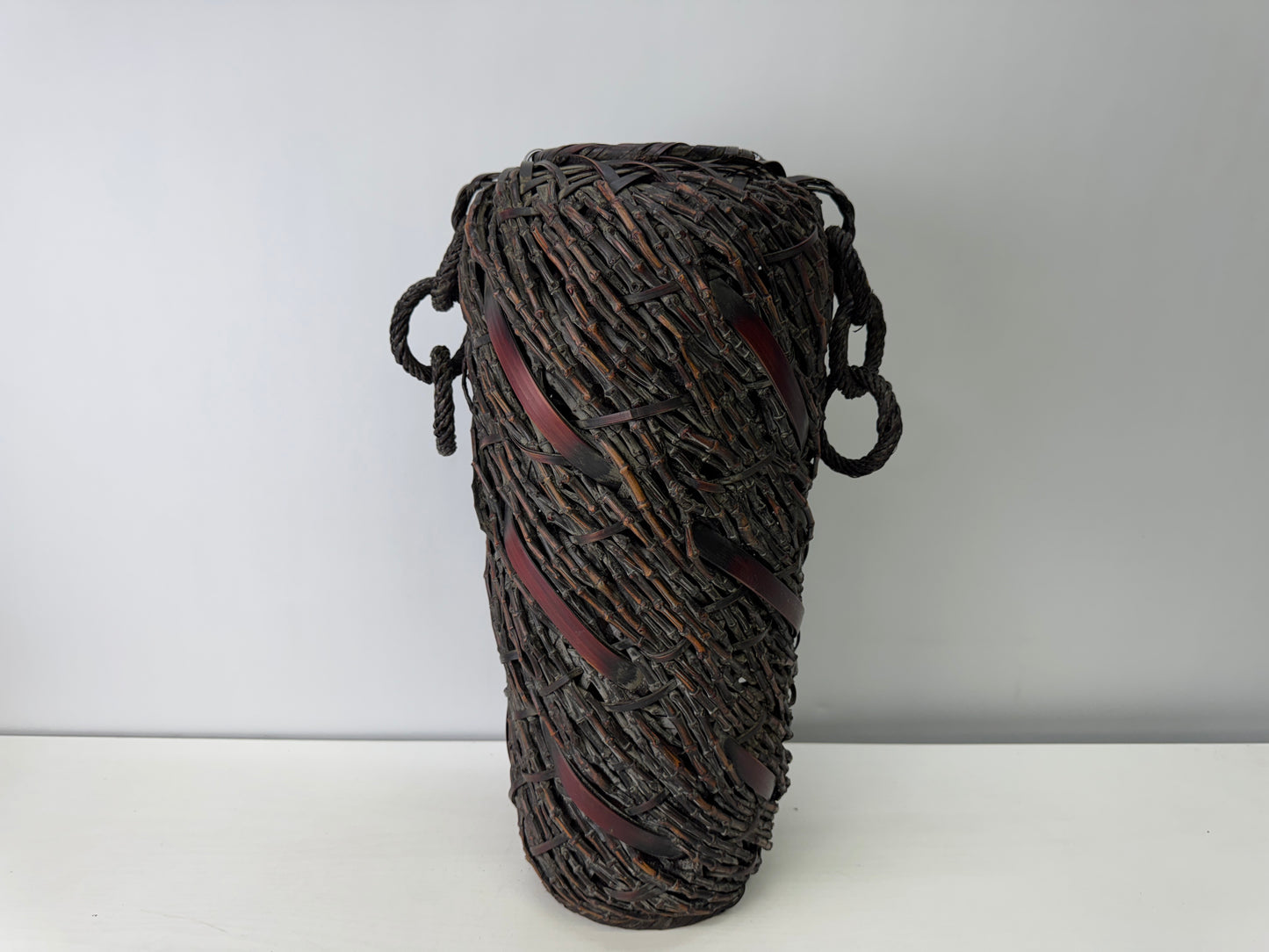 Y9275 Bamboo Woven Basket Flower vase Japan Ikebana floral arrangement interior