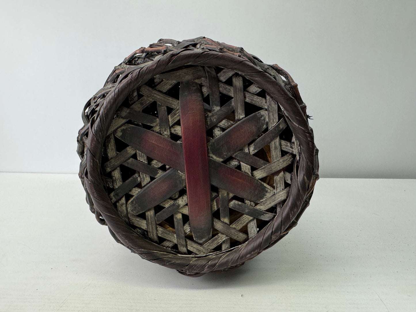 Y9275 Bamboo Woven Basket Flower vase Japan Ikebana floral arrangement interior