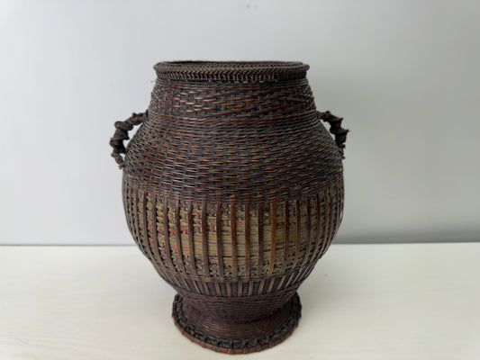 Y9276 Bamboo Woven Basket Flower vase Japan Ikebana floral arrangement interior
