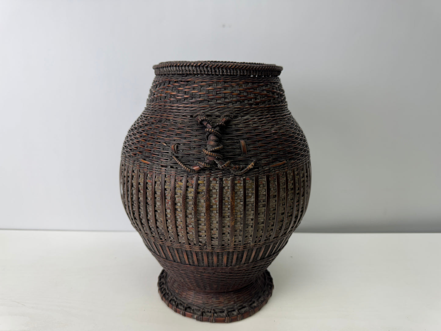 Y9276 Bamboo Woven Basket Flower vase Japan Ikebana floral arrangement interior