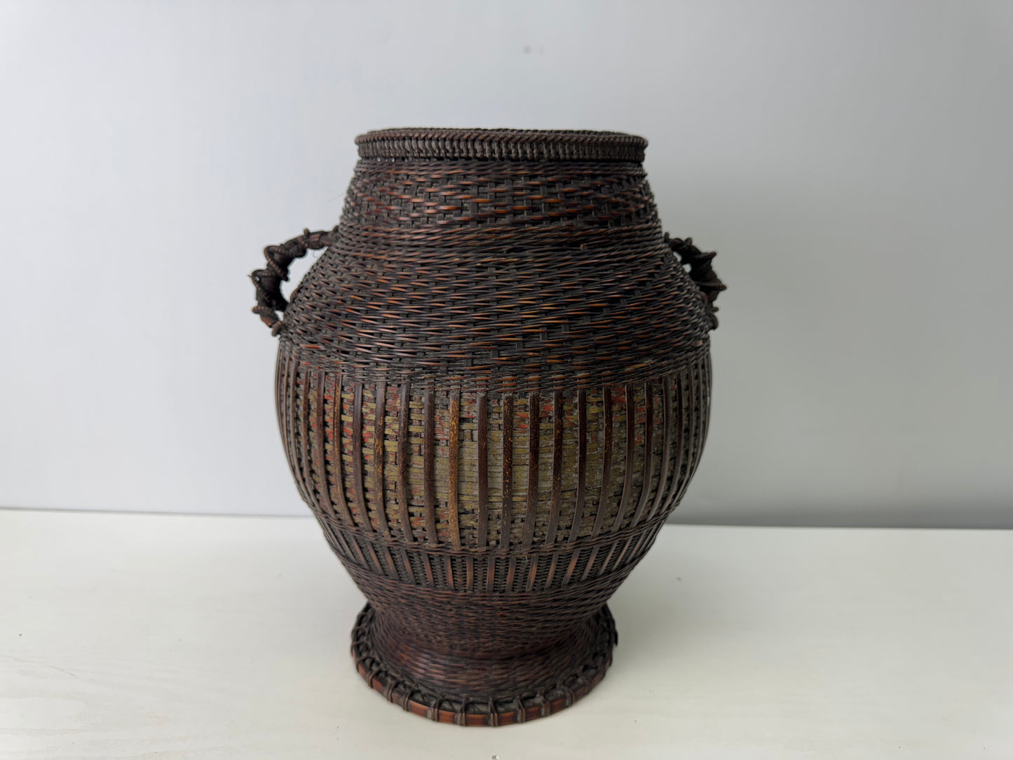 Y9276 Bamboo Woven Basket Flower vase Japan Ikebana floral arrangement interior
