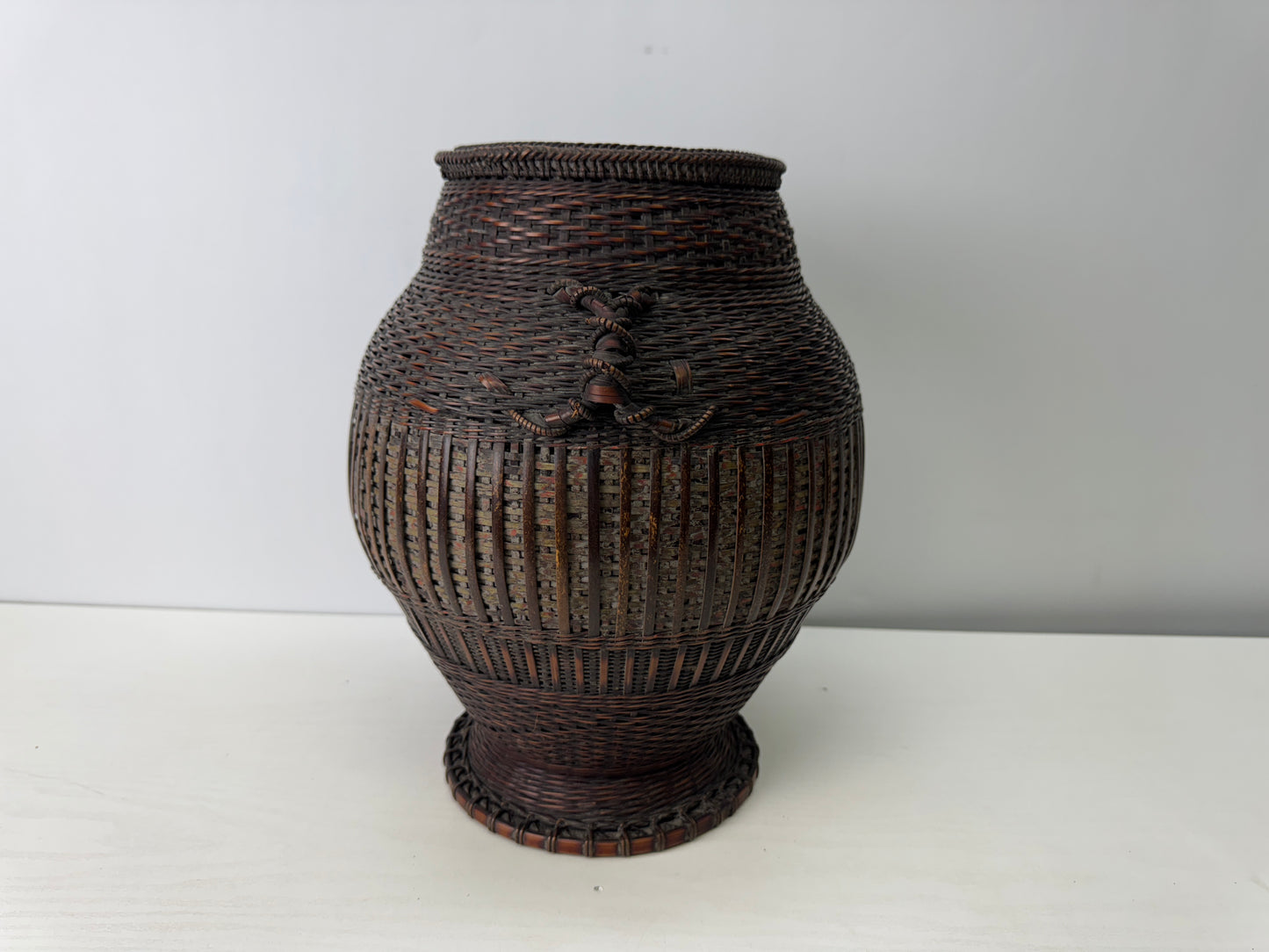 Y9276 Bamboo Woven Basket Flower vase Japan Ikebana floral arrangement interior