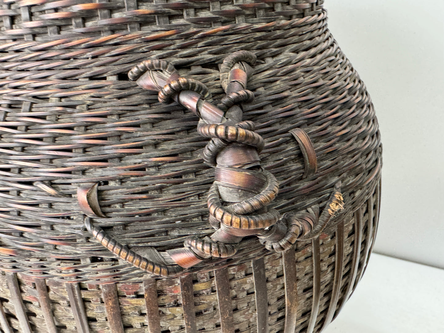 Y9276 Bamboo Woven Basket Flower vase Japan Ikebana floral arrangement interior
