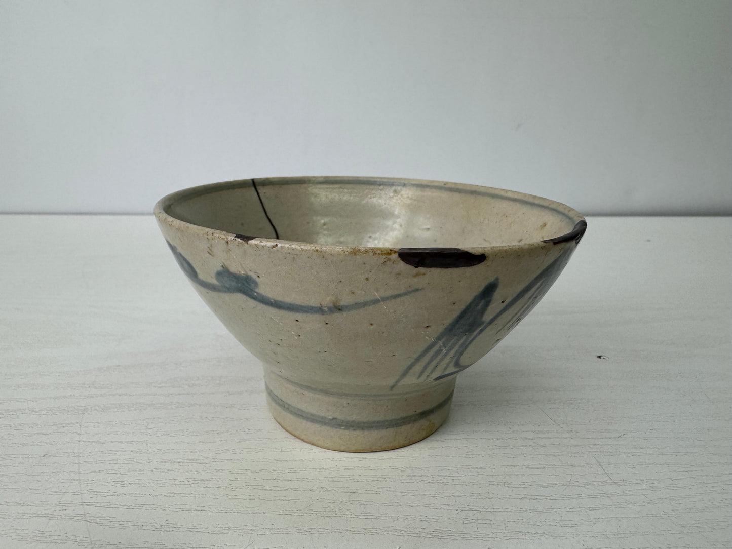Y9278 CHAWAN Koimari-ware bowl kintsugi Japan antique tea ceremony cup pottery
