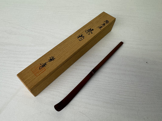 Y9287 CHASHAKU Bamboo Makie scoop spoon signed box Japan Tea Ceremony antique