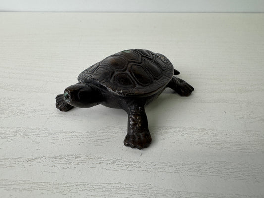 Y9293 SUITEKI Copper turtle stationery suzuri water pot signed Japan antique