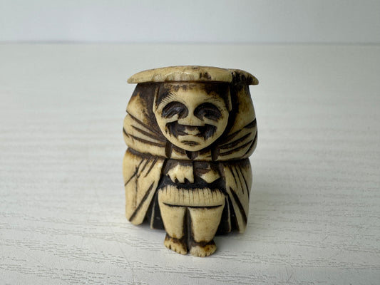 Y9299 NETSUKE person Hermit wizard figure Japan antique kimono accessory fashion