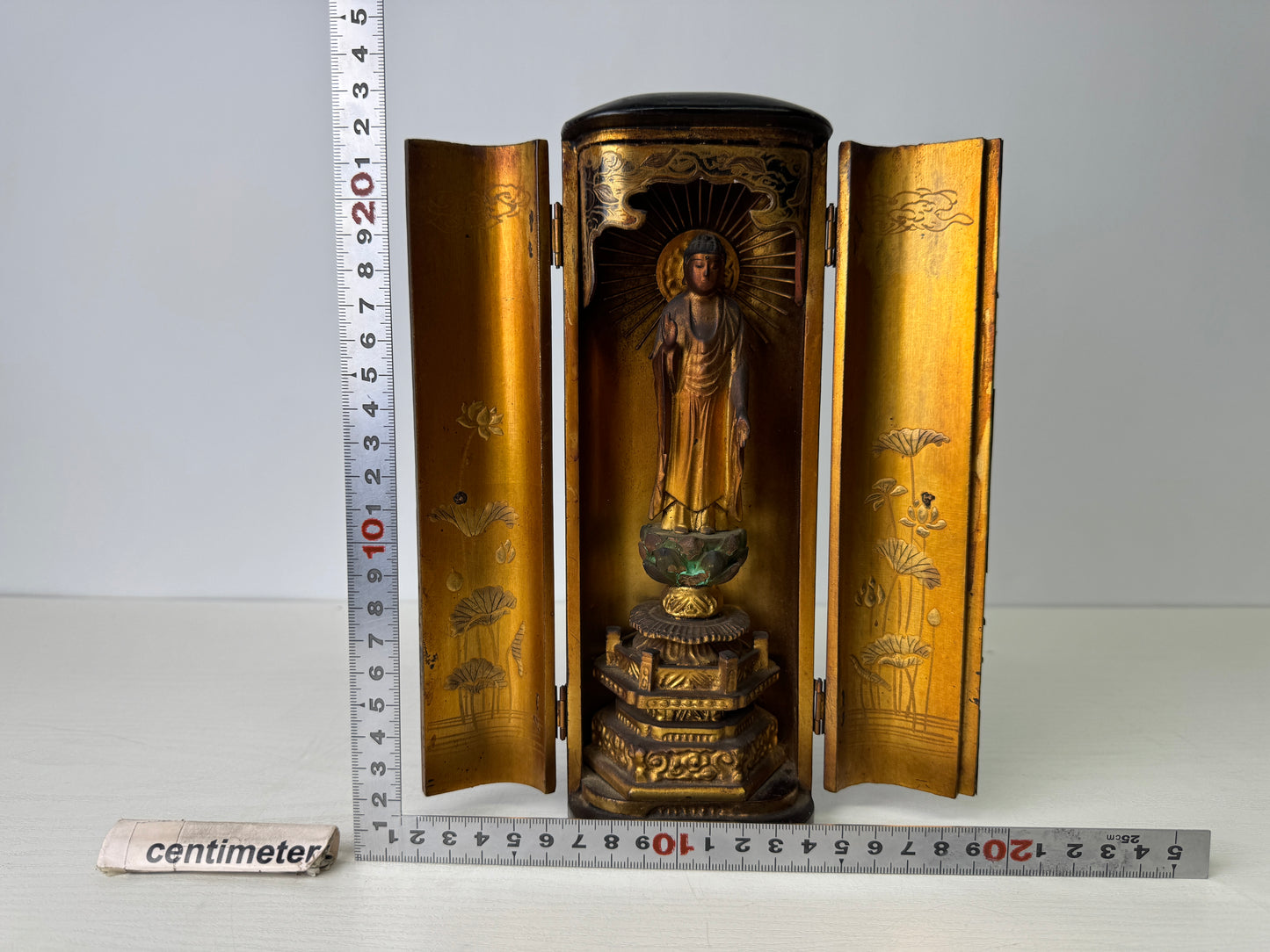 Y9312 STATUE Buddha figurine Makie shrine Buddhist art Japan antique figure