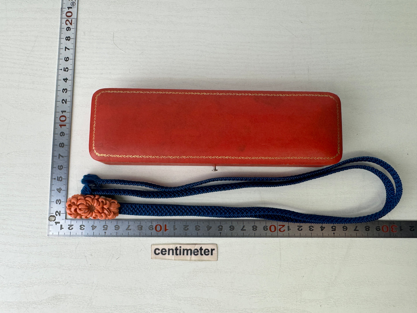 Y9323 OBIDOME Genuine coral sash clip brooch box Japan antique kimono accessory
