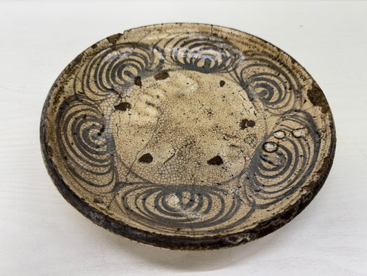 Y9331 DISH Seto-ware Koseto Umanome plate folk art Japan antique tableware