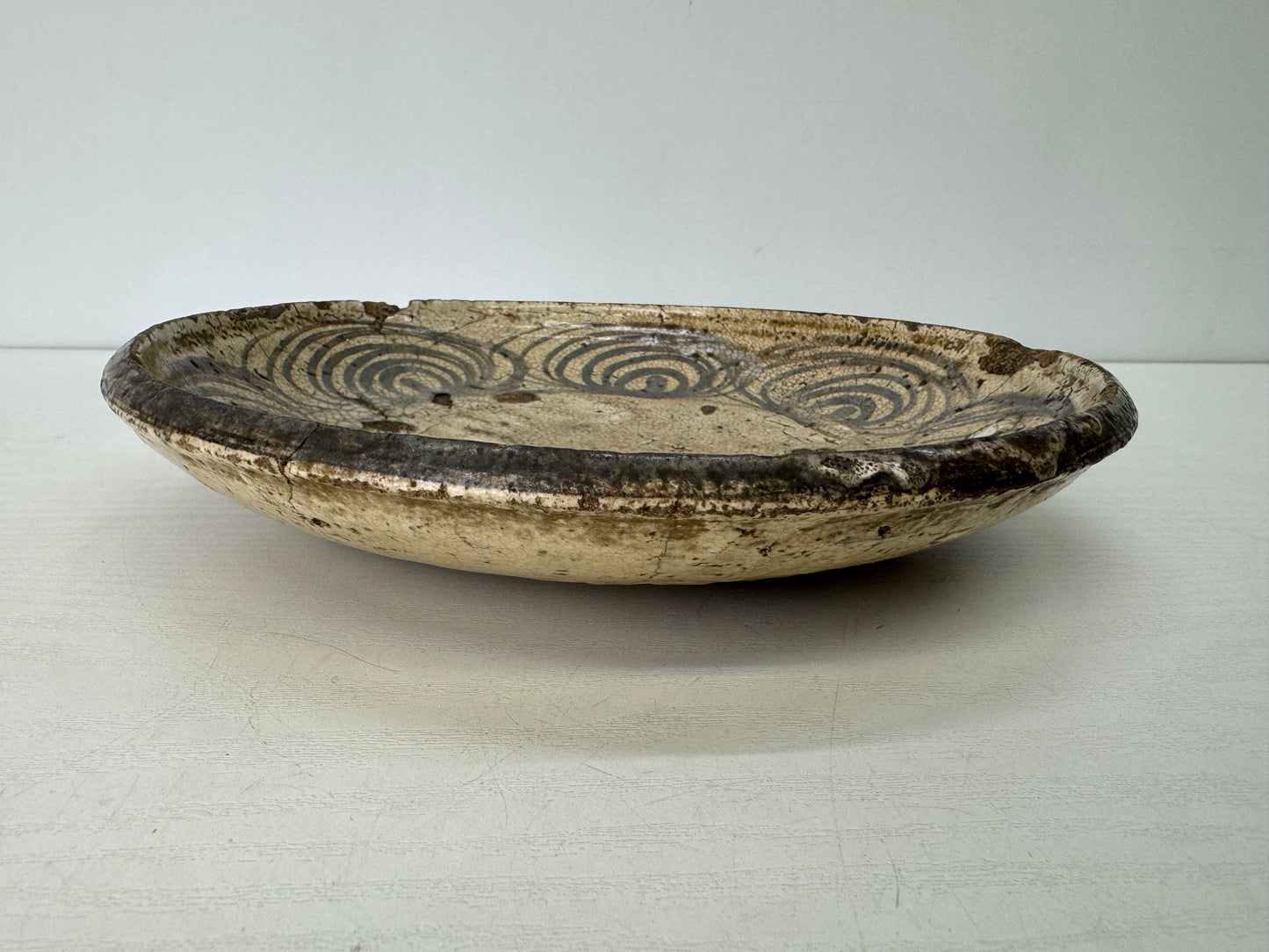 Y9331 DISH Seto-ware Koseto Umanome plate folk art Japan antique tableware