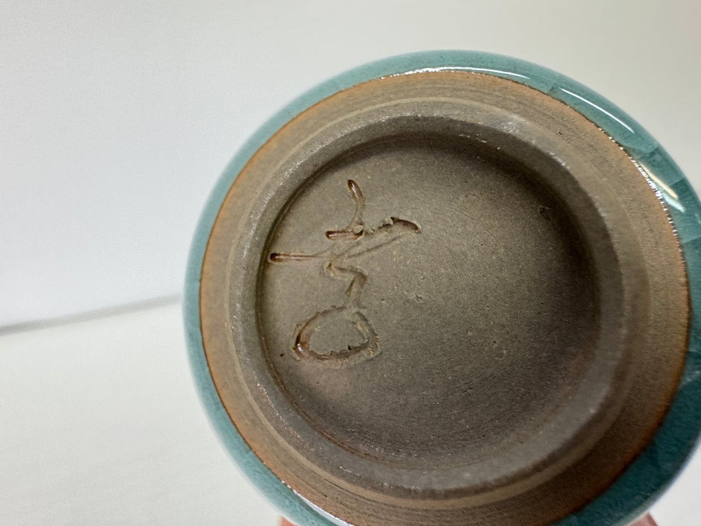 Y9343 CHAWAN Seto-ware gray celadon Sake cup signed box Japan antique tableware