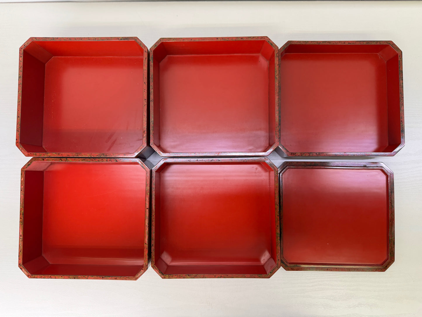 Y9350 BOX Wakasa lacquer Makie 5-tiered container Japan antique case storage
