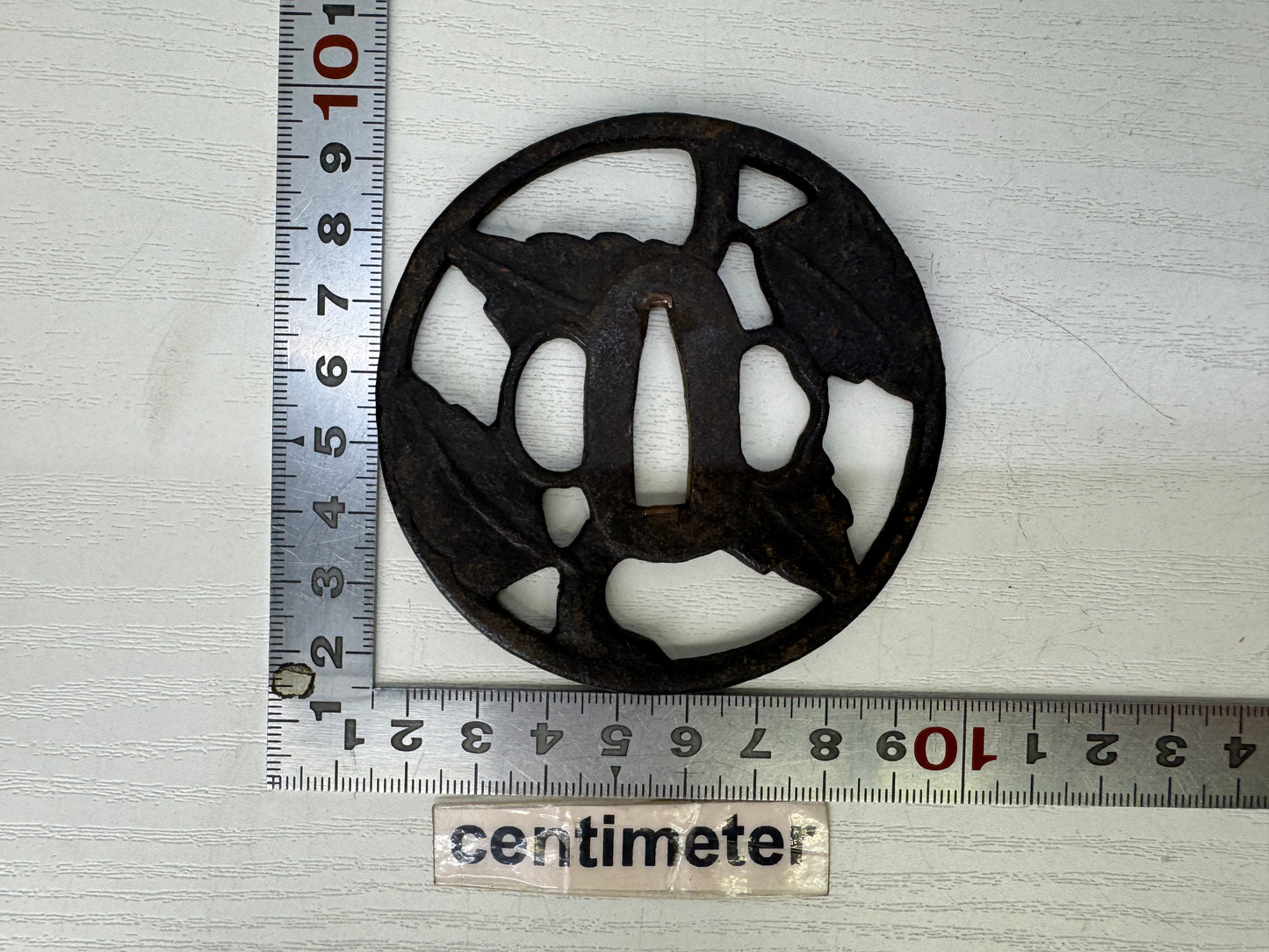 Y9356 TSUBA Iron sword guard Leaf Japan samurai katana antique koshirae edo